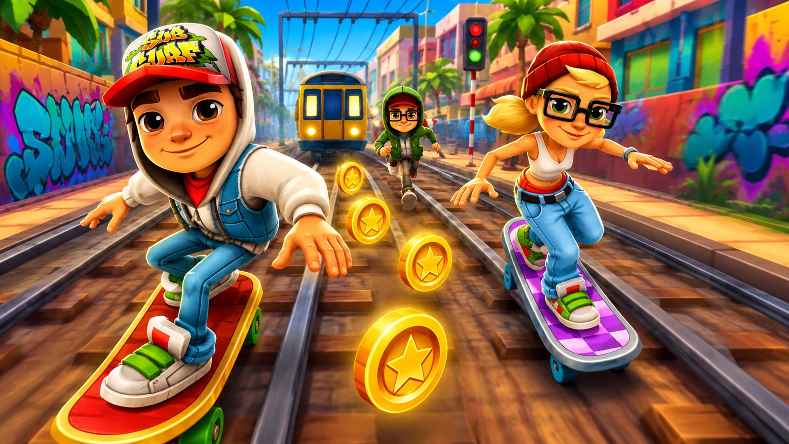 Dodging trains, grinding rails, chasing coins — the simple loop that keeps Subway Surfers addictive.
